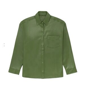 WeWoreWhat‎ Vegan Faux Leather Shacket Green Women Small/P SnapUp Buttery Soft